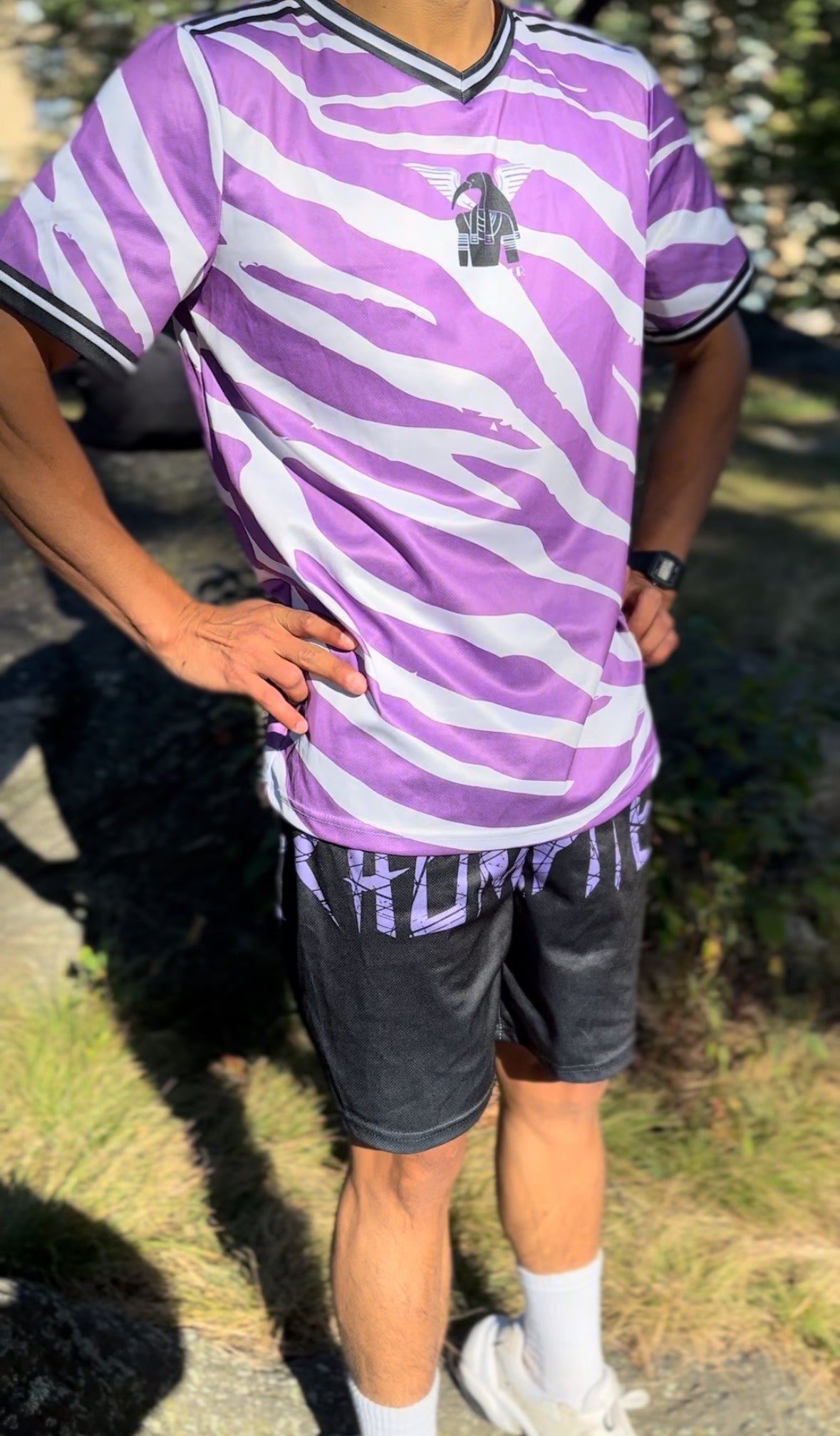 Set Deportivo Running Zebra Morado – Camiseta + Short Transpirable UNISEX