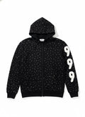 Rhinestone Hoodie Premium Black Zip-Up Streetwear / Chompiter 999