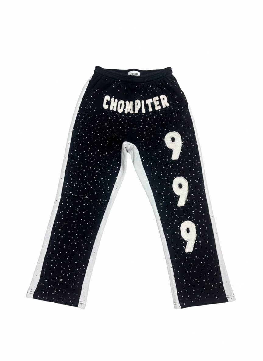 Rhinestone Pants – Premium Black Streetwear Joggers- Chompiter 999