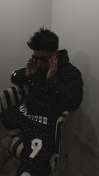 Rhinestone Hoodie Premium Black Zip-Up Streetwear / Chompiter 999