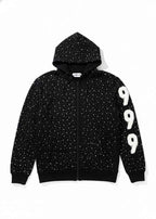 Rhinestone Hoodie Premium Black Zip-Up Streetwear / Chompiter 999
