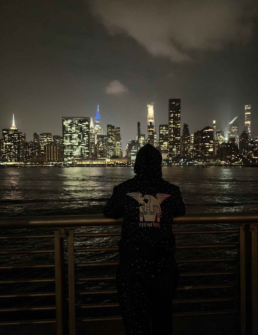 Rhinestone Hoodie Premium Black Zip-Up Streetwear / Chompiter 999