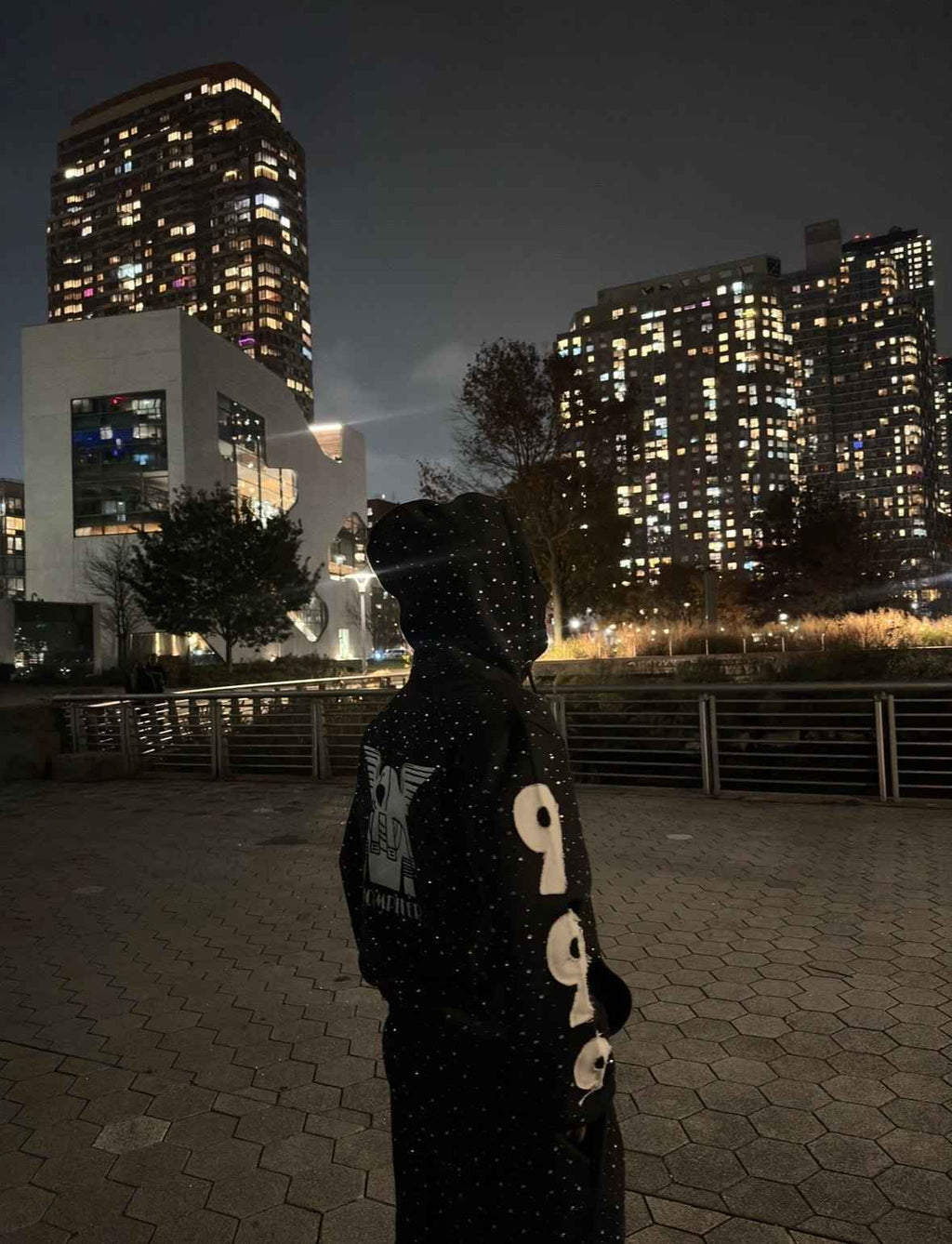 Rhinestone Hoodie Premium Black Zip-Up Streetwear / Chompiter 999