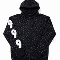 Rhinestone Hoodie Premium Black Zip-Up Streetwear / Chompiter 999