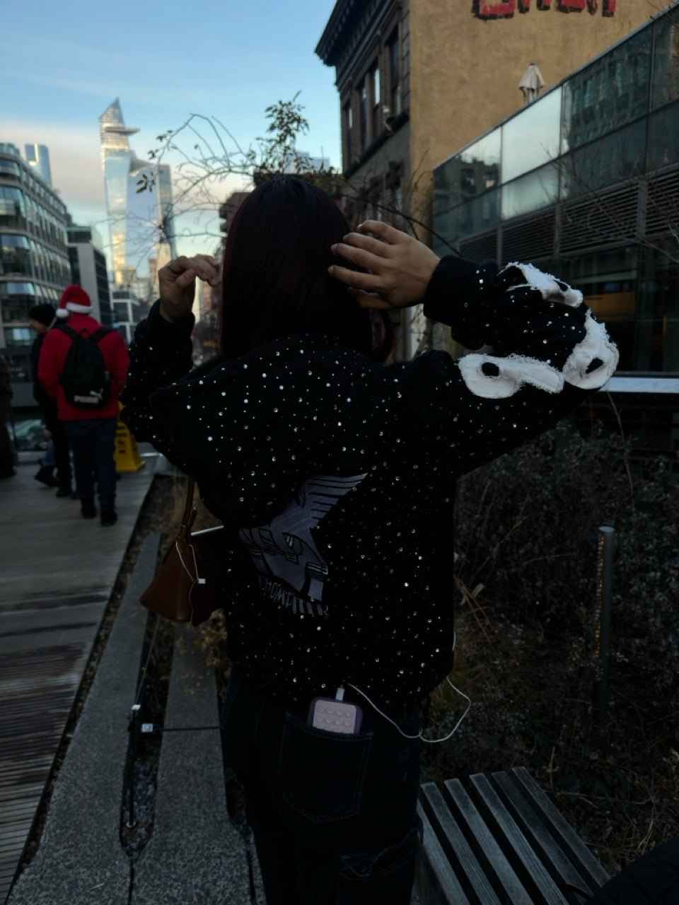 Rhinestone Hoodie Premium Black Zip-Up Streetwear / Chompiter 999