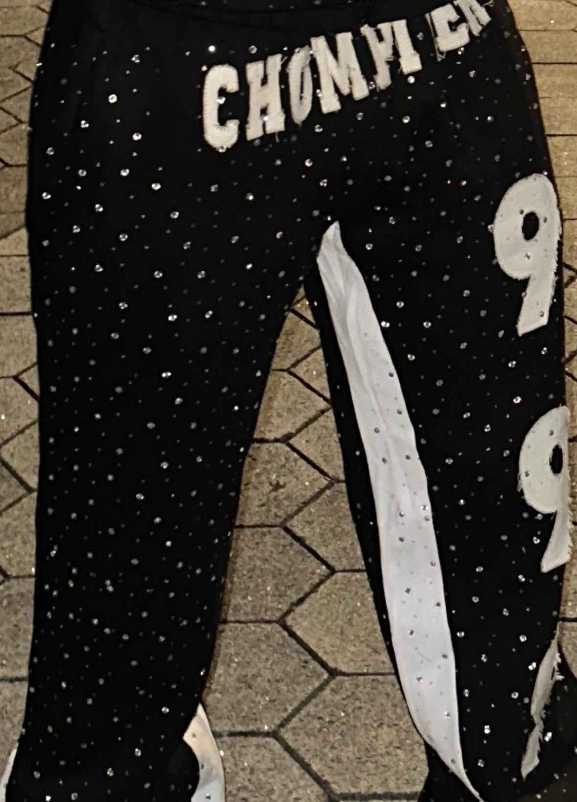 Rhinestone Pants – Premium Black Streetwear - Chompiter 999